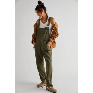 We The Free Ziggy Denim Overalls Women's Medium Army Green Casual Relaxed Fit